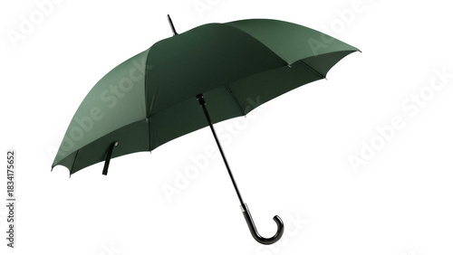 Dark green umbrella PNG isolated on transparent background, rain protection parasol for rainy weather and outdoor use, waterproof accessory