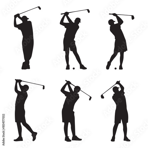 Set of golf  Vector silhouette design