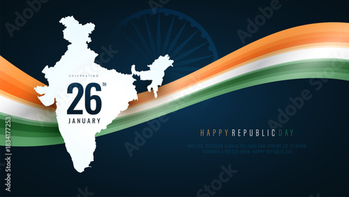 26 january Republic Day of India design with indain flag. Happy Republic Day Background Design Template Illustration, Indian Republic Day Post Banner Design Template. 