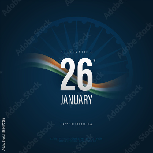 26 january Republic Day of India design with indain flag. Happy Republic Day Background Design Template Illustration, Indian Republic Day Post Banner Design Template. 