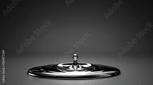 Monochrome water drop splash grayscale capture of single water droplet highlighting its spherical form and fleeting movement