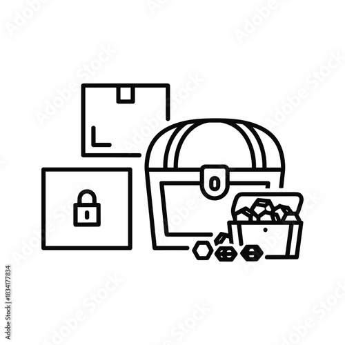 Boxes, Locked Package, Treasure Chest, and Gems
