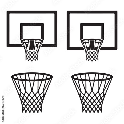 basketball hoops and balls silhouette
