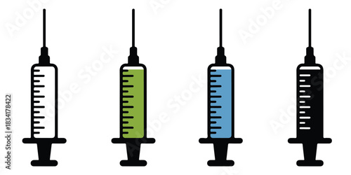 medical syringes in silhouette