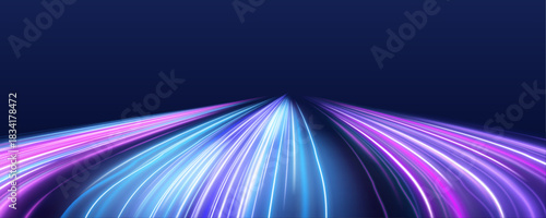 Rotating dynamic neon circles create glowing vortex effects. Motion blur enhances speed and depth perception. Ideal for sci-fi and magical visuals.