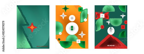 vector illustration of business graph, gift boxes vector illustration, happy birthday card with gift, Greeting Card collection. Simply shapes and basic colors modern design. Vector Illustration