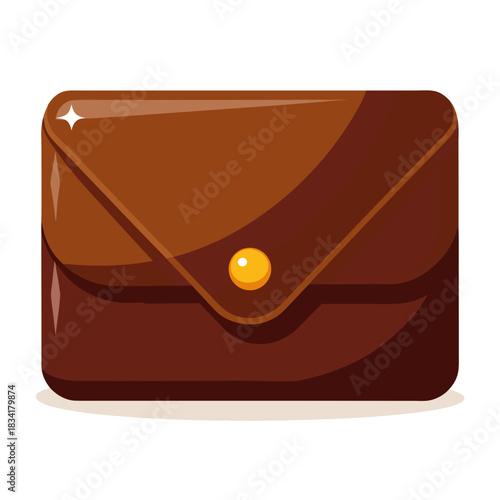 Brown clutch purse with golden snap button