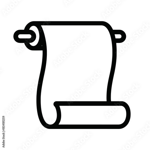 Half-rolled scroll icon with bold outline and clean folds, ideal for history apps, document tools, storytelling interfaces and thematic UI elements.