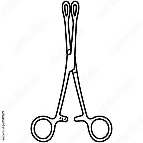 Sponge forceps. Surgical instrument. Vector outline icon.
