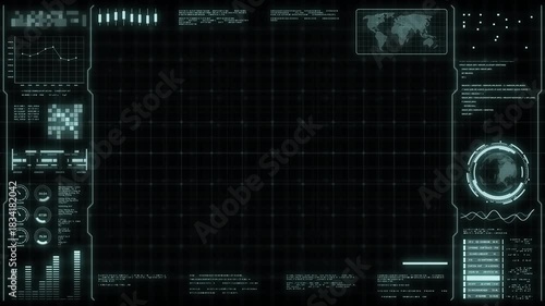 Digital HUD futuristic background motion graphic element cyber generated. Future technology interface data sci-fi display screen. Artificial intelligent analytic simulation, loop able video background