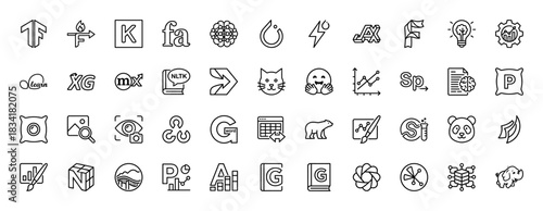 Machine learning and data science line icon set. Vector pictograms of neural network, brain, algorithm, chart, computer vision and coding symbols, thin outline illustration.