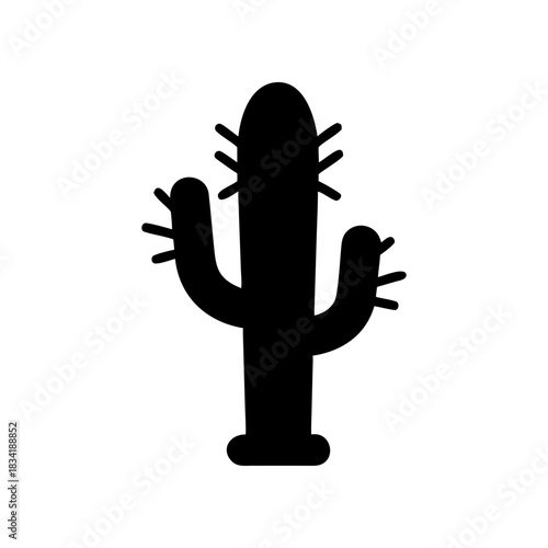 Black cactus simple icon on transparent background silhouette
