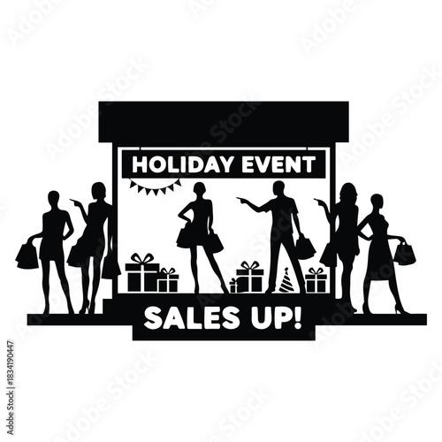 Event Aane Par Sales Barhne Wale Business Ki Silhouette Tasveer, Shopping Karne Walay Logon Ke Sath
