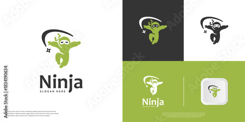 symbol of a warrior with cartoon character style, ninja, face mask, vector graphic design.