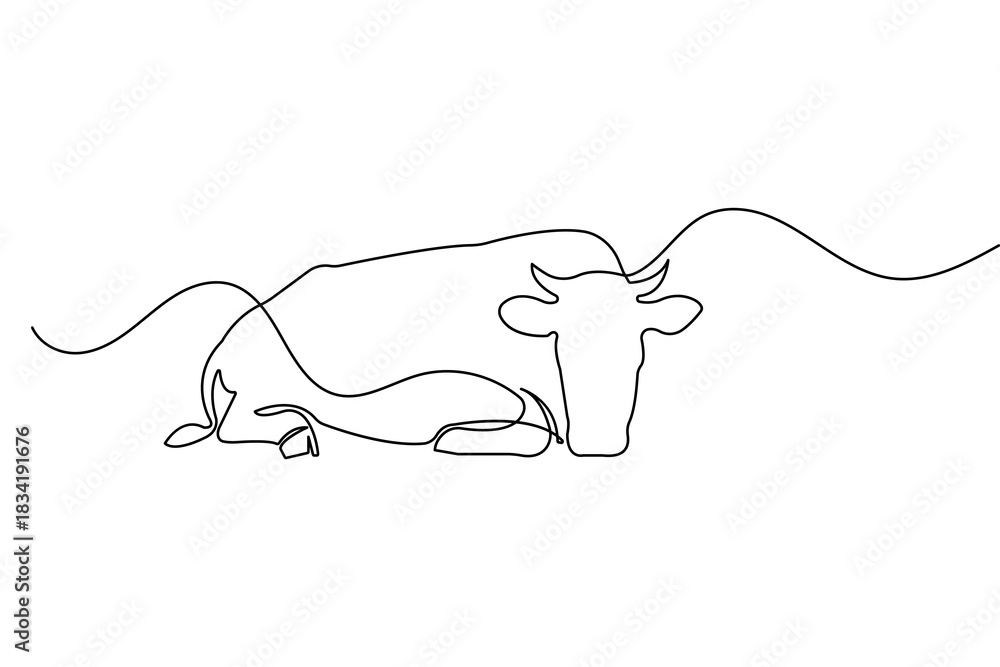 Obraz premium Continuous line drawing of a cow and calf forming a heart symbol minimal vector art