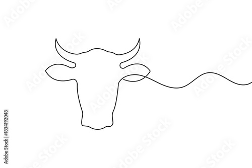 Cow continuous one line drawing minimalist style isolate outline vector illustration
