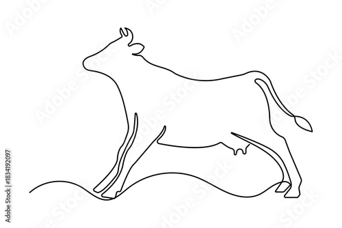 Cow continuous one line drawing minimalist style isolate outline vector illustration
