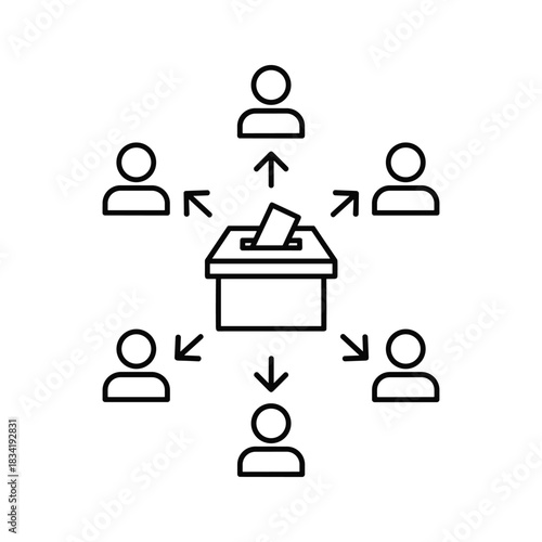 People Casting Votes into a Ballot Box - Election & Democracy Concept Icon