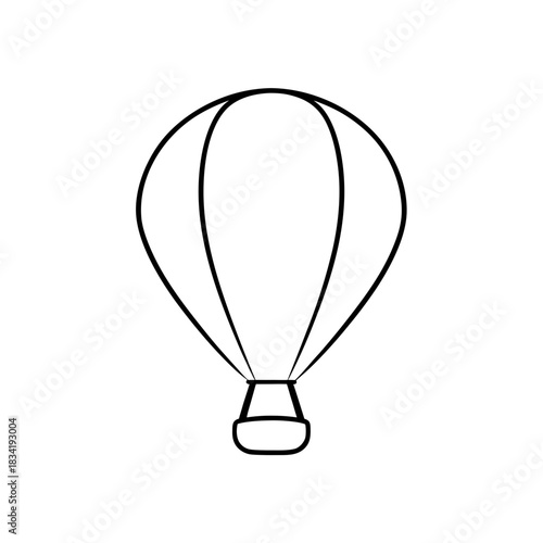 Outline drawing of a hot air balloon in white space on transparent background silhouette