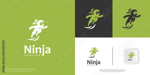 abstract cartoon ninja logo, hero symbol, warrior, vector graphic design.