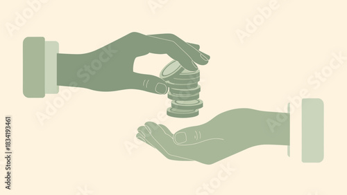 Financial Exchange A Visual Depiction of Giving and Receiving Currency in a Transaction