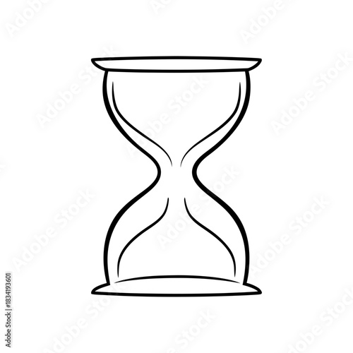 Illustration of an hourglass with black outline on transparent background silhouette