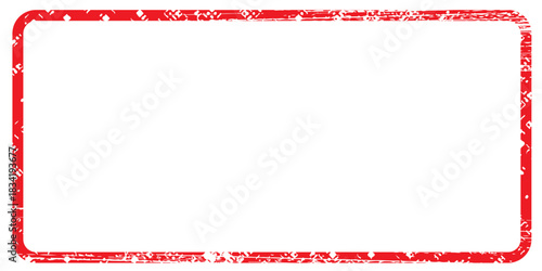 Red grunge rectangular frame featuring rounded corners and rough edges, creating an isolated white content area that evokes a vintage, distressed aesthetic perfect for design projects