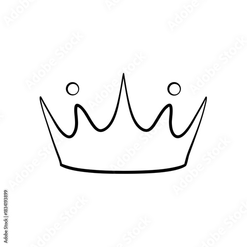 Simple line drawing of a crown with two circles on transparent background silhouette