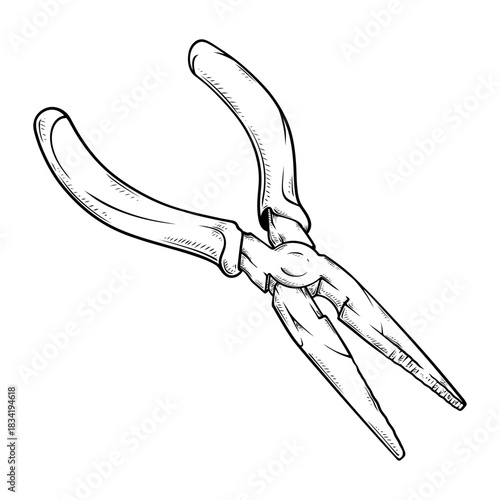 pliers vector illustration with line art hand drawn
