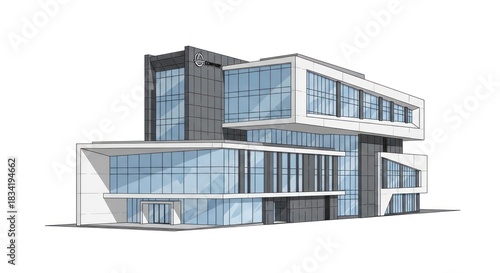 Wallpaper Mural Modern Corporate Office Building Vector Illustration on White Background Torontodigital.ca