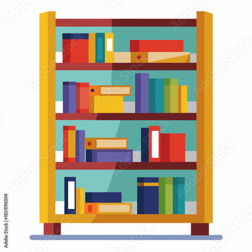wooden bookshelf with books