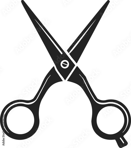 Scissors sketch hand drawn open blades simple black silhouette. Vector illustration