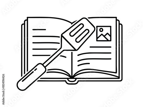 Frying Pan on Open Book Culinary Education Concept