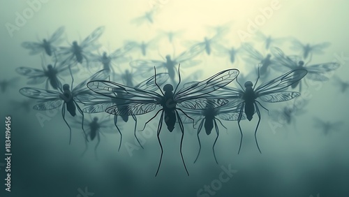 Wallpaper Mural A silhouetted figure moving gracefully underwater, surrounded by soothing blue healing light. Torontodigital.ca