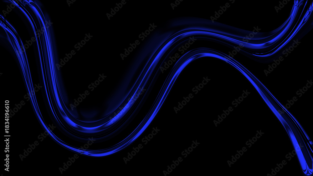 Obraz premium Abstract blue wave pattern on a minimal background, creating a dynamic flow of light and energy. this modern digital art concept features vibrant electric blue lines that curve and glow.