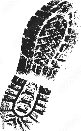 Boot footprint sketch, hand drawn grunge sole print isolated on white. Vector illustration