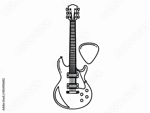 Simple Line Drawing of Electric Guitar