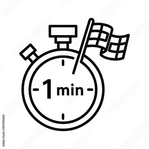 1 Minute Stopwatch with Checkered Finish Flag Icon