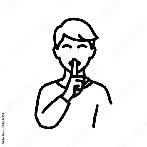 Person gesturing for silence with finger on lips icon