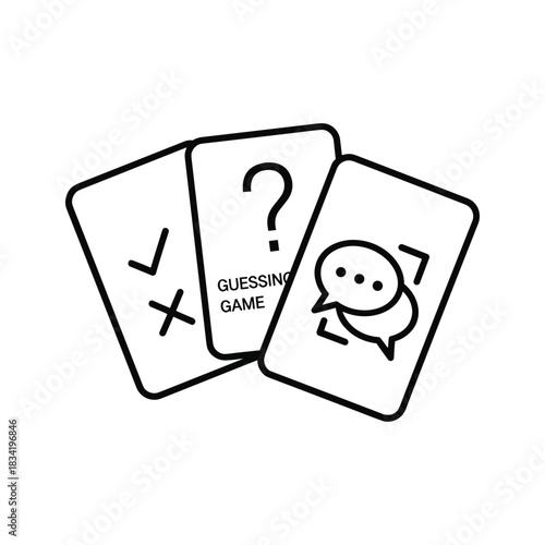 Guessing Game Card Icons with Question, Answer, and Chat Symbols