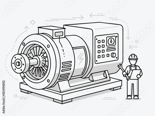 Technician Inspecting Industrial Electric Motor