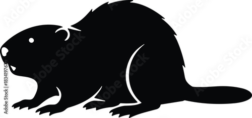 Wild Beaver Silhouette – Isolated on Transparent Background Black Forest Animal Vector Illustration