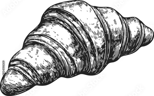 Croissant sketch hand drawn style detailed bakery pastry. Vector illustration