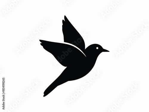 Black Silhouette of Flying Bird Icon