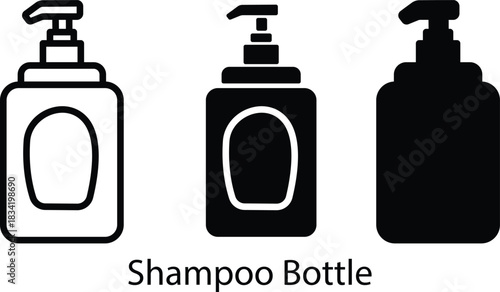 Liquid Dispenser Bottle Pump Head Hair Care Cleansing Product Vector Silhouette and Pictogram..eps