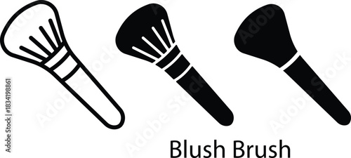 Soft Angled Makeup Tool Cosmetic Applicator Beauty Icon Vector Silhouette and Pictogram..eps