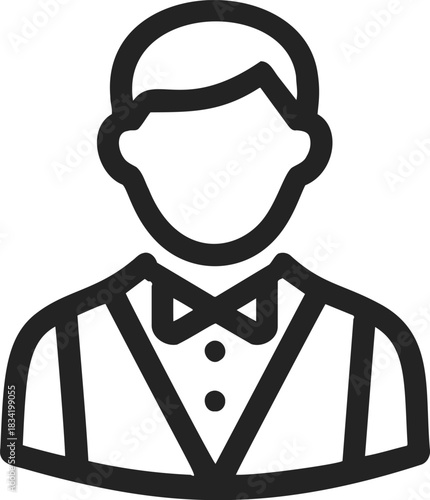 Male avatar sketch hand drawn line art with bow tie and suit. Vector illustration