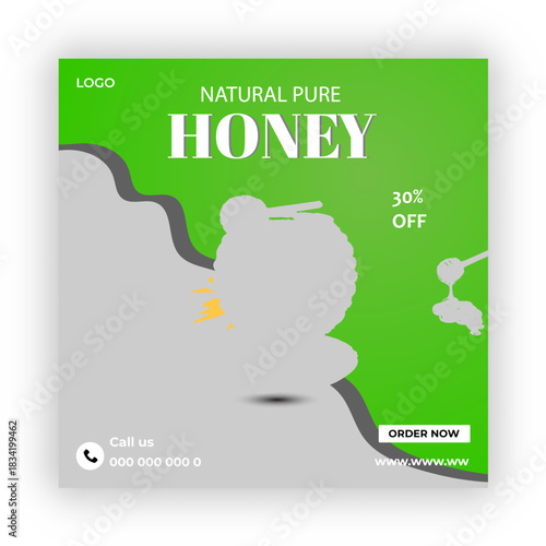 Honey Business concept square flyer design template