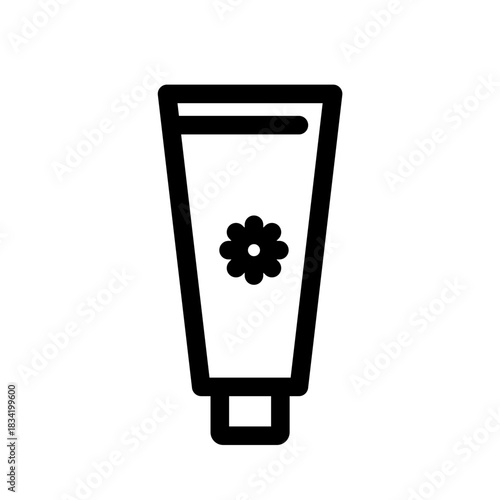 Outline icon of a bottle of sunscreen or sunblock for skin protection during summer.