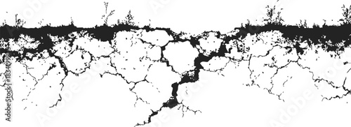 Cracked ground sketch, hand drawn fissured earth with rough soil texture. Vector illustration